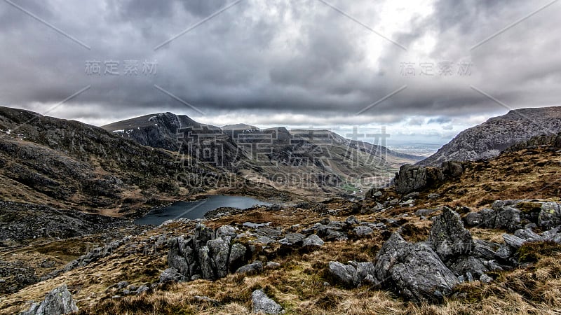 北威尔士的Tryfan Snowdonia