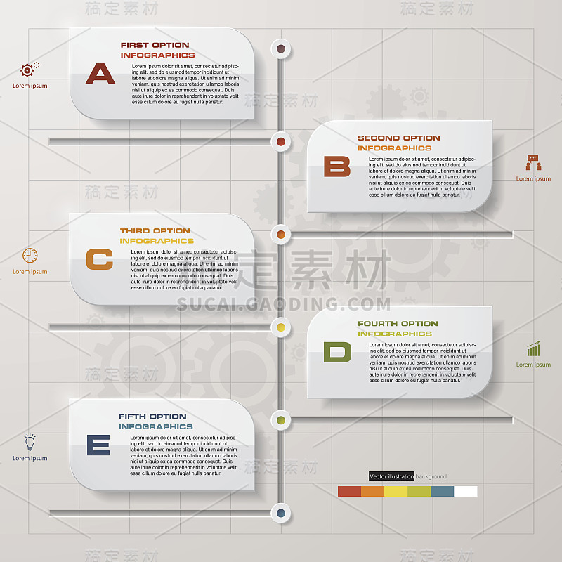 时间线模板/图形或网站布局的5个步骤。