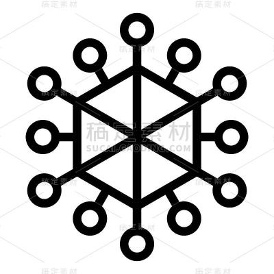 病毒或细菌矢量插图，线条样式图标