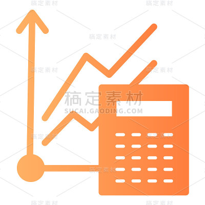 图形和计算器平面图标。会计、业务计算用图表。教育矢量设计理念，渐变风格象形文字上的白色背景。