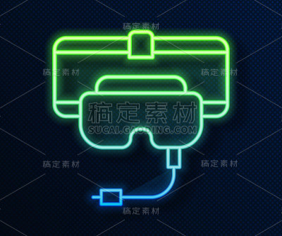 虚拟现实眼镜图标孤立在蓝色背景。立体3d vr面具。向量