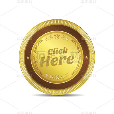 点击这里金色矢量图标按钮