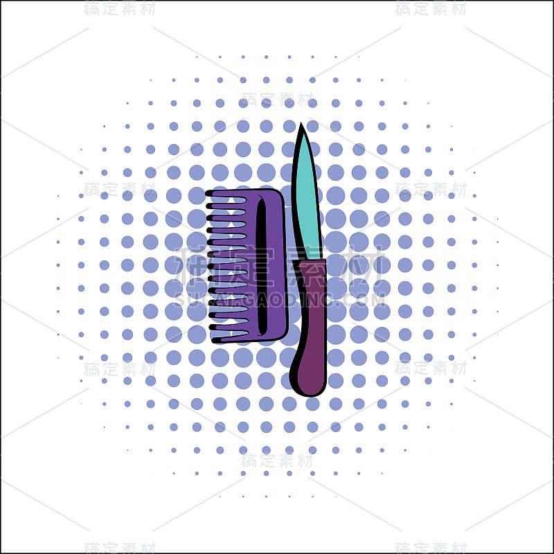 梳子和剃刀漫画图标