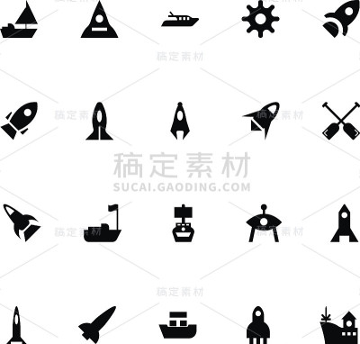 飞机和船舶矢量图标3