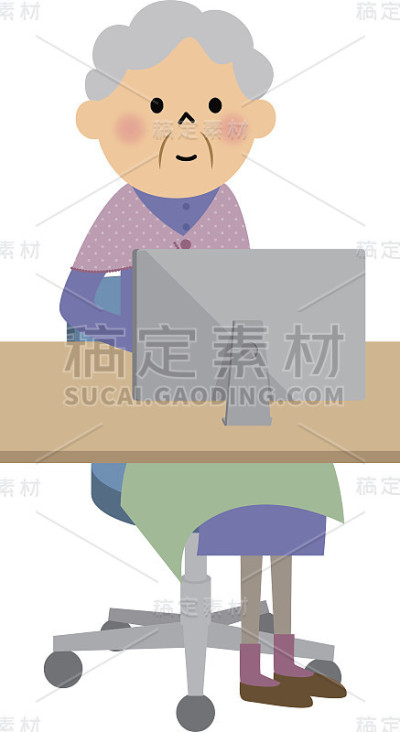 女性老年人的电脑
