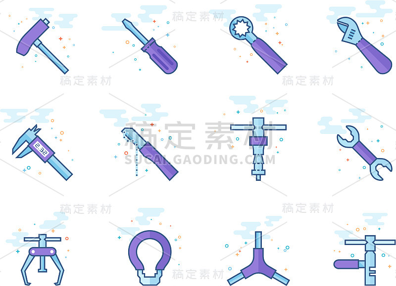 平面颜色图标-自行车工具