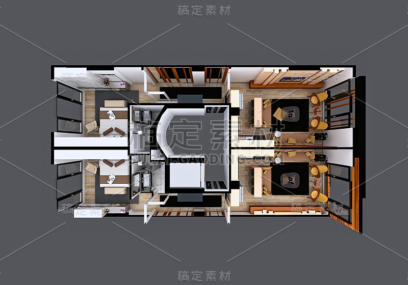 建筑屋顶的3d渲染