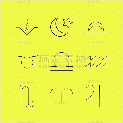 占星术线性图标集