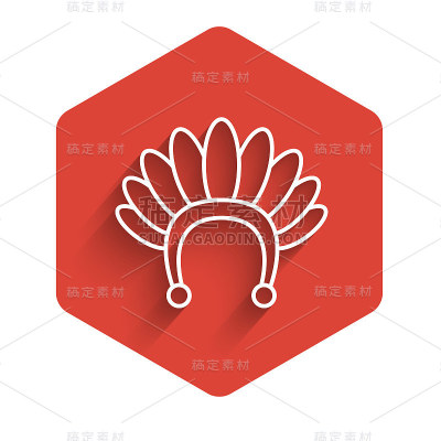 White line Indian headdress with feathers icon iso