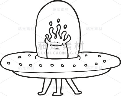 黑白卡通飞碟
