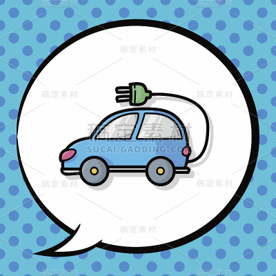 电动汽车涂鸦，演讲泡泡
