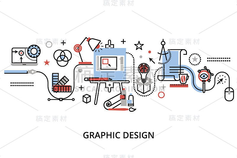 平面设计的概念，设计师项目和工具