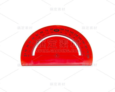 红色量角器孤立在白色上