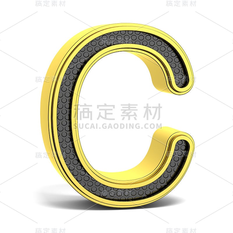 金色和黑色圆形字母表。字母c 3 d