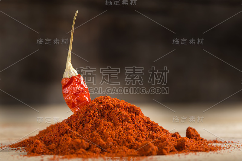 Red hot chili pepper and paprika powder