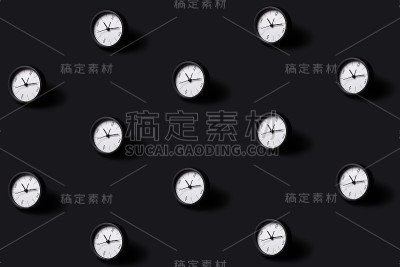 以黑色为背景的黑色闹钟图案。