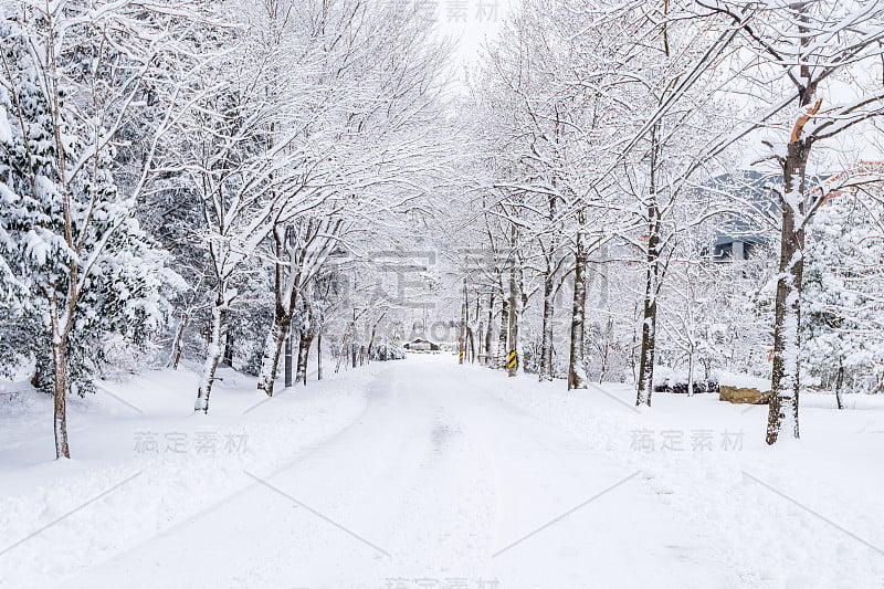 冬天的风景白雪山在韩国。