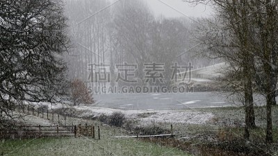 下雪的乡村景色