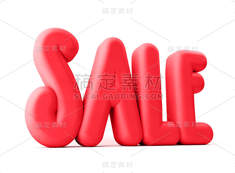 Red Sale Word Title Standing的3D渲染图