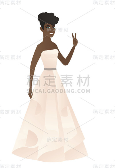 非洲未婚妻示着胜利的手势