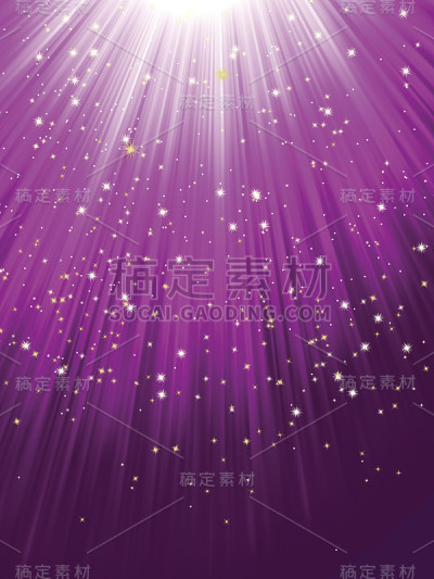 星星落在紫色的光芒上。EPS 8