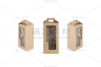 空白工艺酒盒与塑料窗户模型，不同的侧面