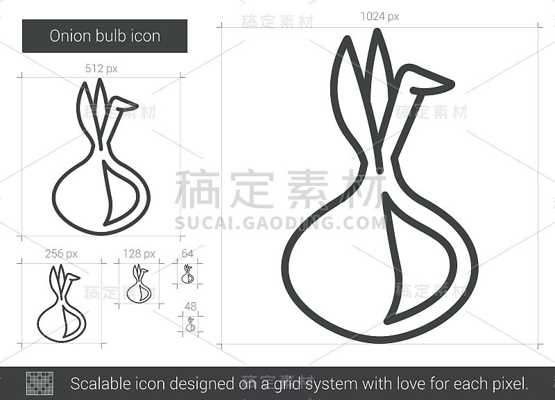 洋葱灯泡线图标