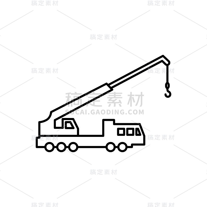 白色背景上的卡车起重机图标