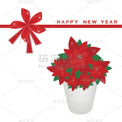 圣诞一品红花贺年卡