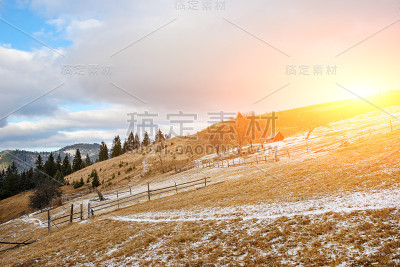 喀尔巴阡山顶冬季美景