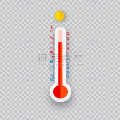 气象学温度计孤立。冷热温度。矢量插图。摄氏温度与华氏温度