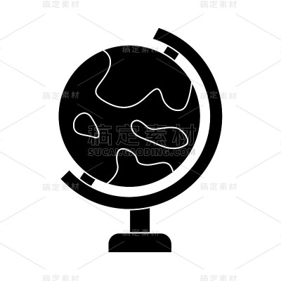 地球图标，矢量插图，教育字形