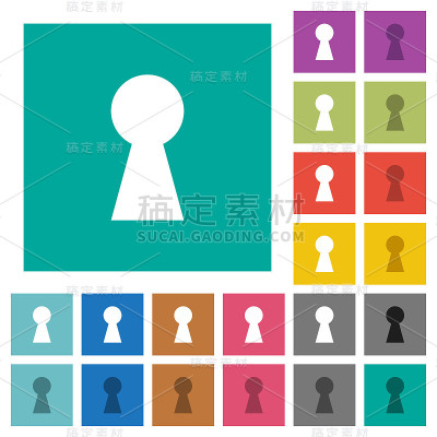 钥匙孔方形平面多色图标