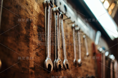 车间墙上有很多扳手