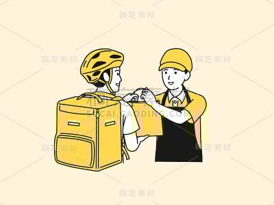 餐厅员工和外卖员工插图