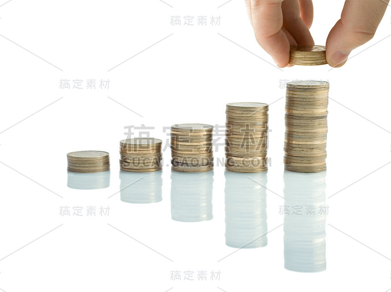 硬币堆的大小不断增加，代表着储蓄
