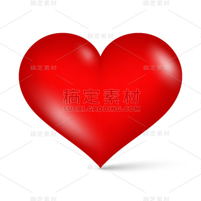 3d亮红色心矢量插图