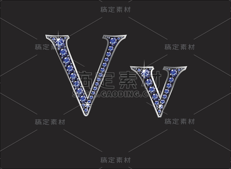 Vv蓝宝石宝石字体与银通道