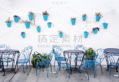 西班牙墙上的花盆