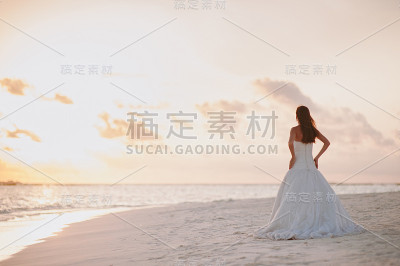 岛上海滩上美丽的新娘