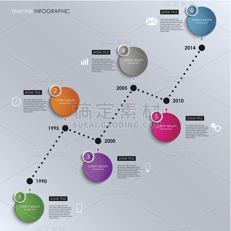 时间线信息图形彩色圆形模板
