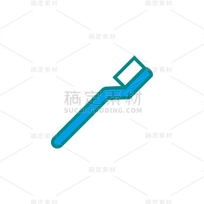 牙刷平面孤立矢量插图。牙齿洁白牙齿干净。创意卫生保健理念。
