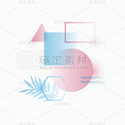 抽象的几何背景。圆形和philodendron叶