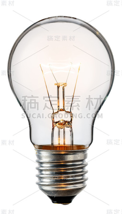 发光灯泡孤立在白色背景