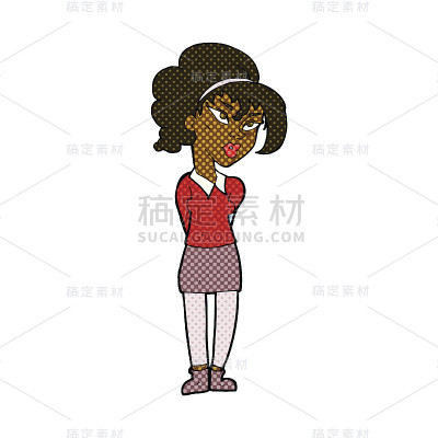 漫画卡通美女歪着头