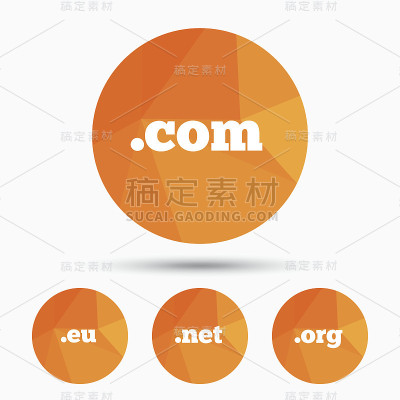 顶级域名的迹象。Com, Eu, Net和Org。