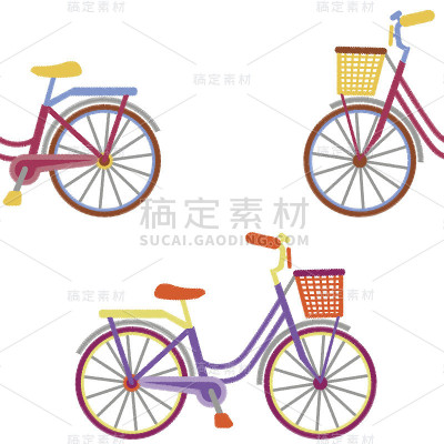 自行车与篮子刺绣无缝模式