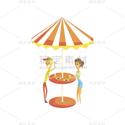 咖啡店咖啡厅户外桌子与夫妇吃午餐