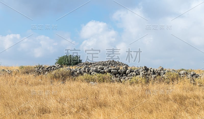 在以色列戈兰高地上，青铜时代早期的巨石遗迹-灵魂之轮- Rujum Al-Hiri - Gilgal