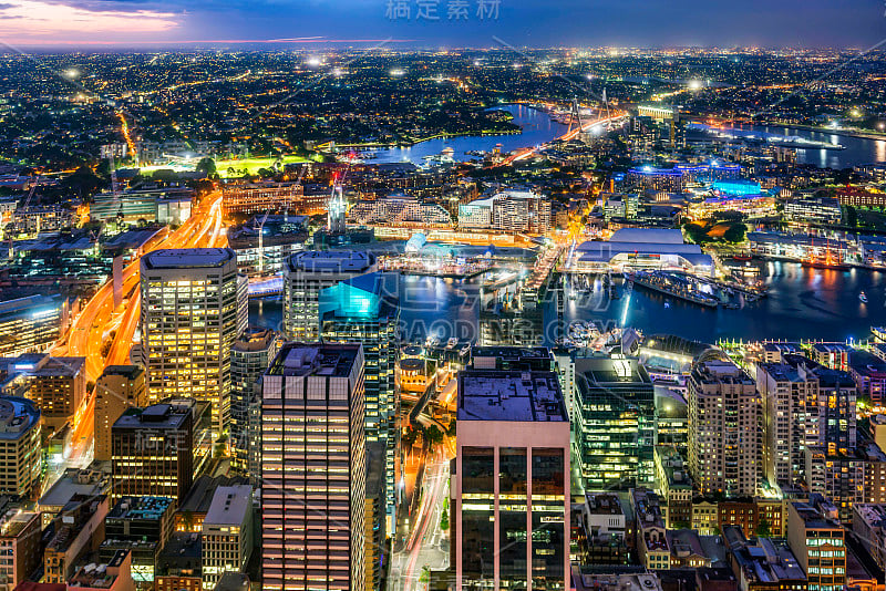 悉尼市中心的夜景